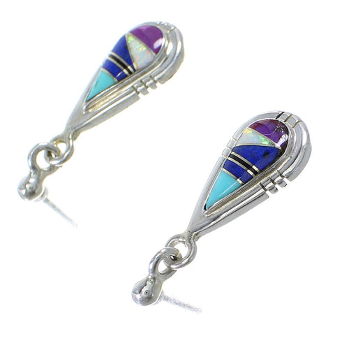 Sterling Silver Multicolor Tear Drop Southwest Post Dangle Earrings YX69457